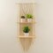 Macramé Wall Hanging Shelf – 2-Tier Boho Floating Shelves for Wall, Handmade Macramé Rope Organizer for Plants, Decorative Bohemian Storage and Room Décor